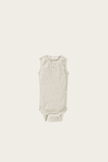 Jamie Kay Organic Singlet Bodysuit, Oatmeal Marble